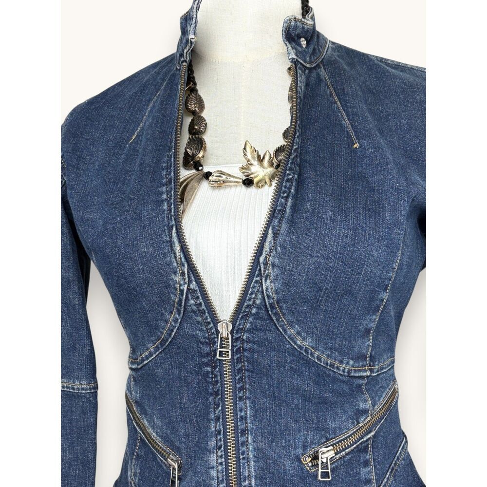 Ideology XS Denim Moto Jacket Coastal Cowgirl Western Boho - Picture 4 of 7